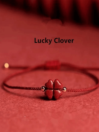 1pc Vintage Lucky 3/4 Leaf Clover Braided Bracelet, Gift For Women, Valentine's Day