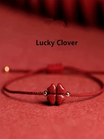 1pc Vintage Lucky 3/4 Leaf Clover Braided Bracelet, Gift For Women, Valentine's Day