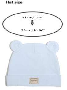 1pc Newborn Soft Solid Color Baby Hat With English Word Decor