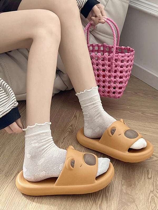 Sandalias deslizables con gráficos divertidos de EVA para mujer, zapatillas de casa casuales antideslizantes con suela gruesa cómoda, para primavera/verano