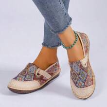 Bunte geometrische Druckschuhe für Frauen, weiche Sohle leichte Slip-On Freizeit Schuhe, halbhohe bequeme Mules für den täglichen Gebrauch