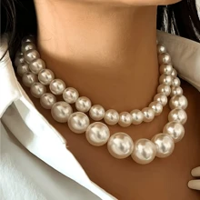 2pcs Women Multi-Layered Faux Pearl Necklace Jewelry Set, Elegant Minimalist Style Layered Necklaces Suitable For Daily Wear Or Weddings, Great As Gifts - White - View 3