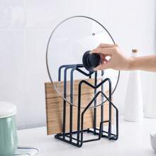 1 件厨房台面垂直多层锅盖和切菜板架，无需钻孔 - 白色 - 查看 2