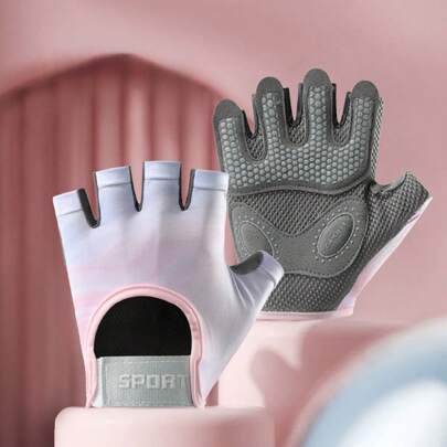 1 par de guantes de fitness de media dedos, guantes transpirables antideslizantes unisex para gimnasio, mancuernas, barra, dominadas, guantes deportivos amortiguadores de choque para exteriores, fitness, ciclismo, adecuados para todas las estaciones y parejas