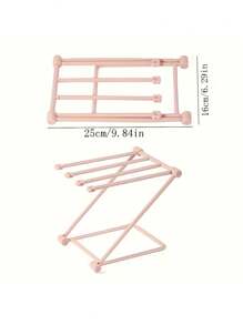 1pc Pink 4-Layer Foldable Hair Accessory Storage Box, Multi-Function Desktop Display Stand For Headbands, Hairbands, Home Decor Vertical Storage, Kitchen Towel Rack, Rectangular Plastic Jewelry Storage Box With Desktop Mount, Suitable For Men And Women Gifts, Hanging Jewelry Storage Box Back To School