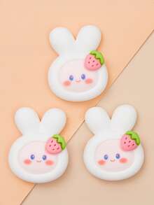 10/30pcs Random Mixed Cartoon Strawberry Rabbit Head Resin Decor Accessories For DIY Crafts Wholesale, Phone Case, Hair Clips, Cup Decoration Stickers - Simulation - View 2