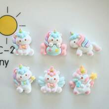 3 pezzi Accessori fai-da-te in resina con pony arcobaleno carini, materiali per decorazione di Molletta per capelli, pendenti e decorazioni estive, per la scuola
