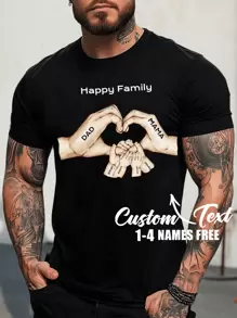 Customization Personalized Men's Comfortable Casual Loose Fit T-Shirt ,Add Your Dad Mama Name And Son Daughter Name ( Father's Day Gift,Mother's Day Gift, Family Gathering,Anniversary Gifts, Birthday Gift - Black - View 1