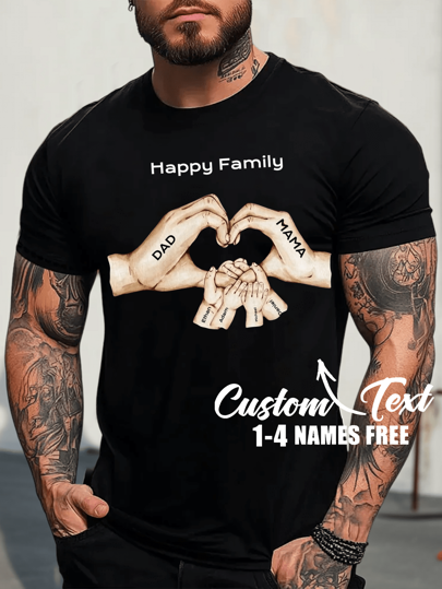 Customization Personalized Men's Comfortable Casual Loose Fit T-Shirt ,Add Your Dad Mama Name And Son Daughter Name ( Father's Day Gift,Mother's Day Gift, Family Gathering,Anniversary Gifts, Birthday Gift
