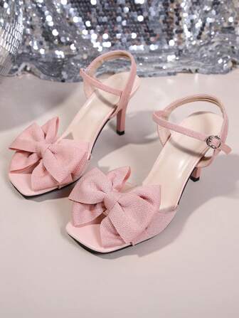 Fashionable New Product, Strap Bow Square Toe High Heels, Elegant Sweetie Ladies High Heel Sandals