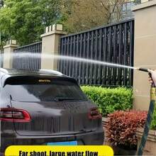 1pc Extra Long & Thick Black Spray Gun, Suitable For Car Washing, Garden Watering, Pet Bathing