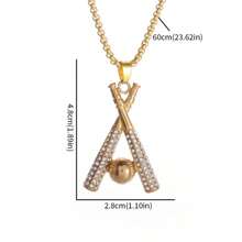 1 件时尚奢华 HIPHOP 棒球棒水钻镀金项链，男女通用珠宝配饰，欧美新款设计 - 彩色 - 查看 8