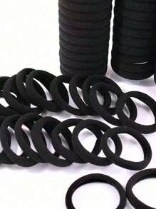 300-200-100pcs/Set Black High Elastic Hair Ties, Simple Seamless Rubber Hair Bands For Ponytail, Solid Colored Stretchy Hair Ties For Women, Comfortable And Durable, Essential For Home And Travel