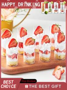 50pcs 3 Oz Slant Cup (Please Check Size Before Purchase), Suitable For Mousse, Pudding, Dessert, Ice Cream Cake, Etc. Reusable, Suitable For Dessert Decorations, Birthday Parties, Wedding Parties And Party Events