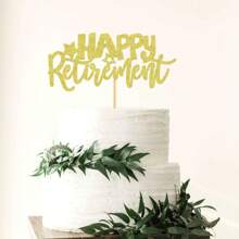 1 Peça Topo de Bolo com Tema de Festa de Aposentadoria com Glitter Dourado "Feliz Aposentadoria", Decorações de Bolo de Aposentadoria, Suprimentos de Festa de Aposentadoria