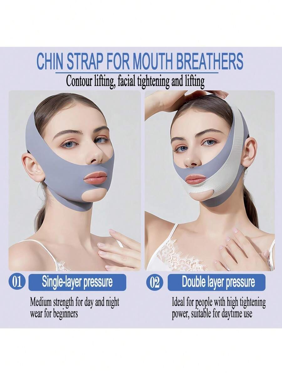 1pc/2pcs V-Shape Face Lifting Strap - Jawline & Cheek Lifting Bandage, V-Line Face Sleep Mask Band, Creative Gift For Women - Multicolor - View 1