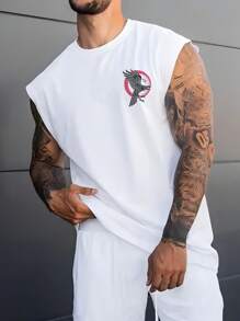 男士动物印花休闲背心，适合外出和街头穿着 - 彩色 - 查看 3