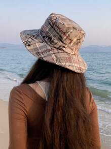 1pc Women's Bucket Hat, Spring & Summer New Classic Graffiti Design, Versatile Unisex Breathable Sunshade Hat For Sports, Travel, Shopping, Lightweight Large Brim Sun Hat For Daily Use - A - View 3