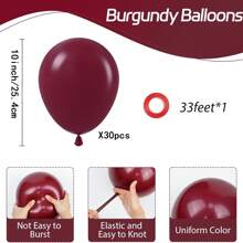 10/20/30/40/50 个石榴红气球 18/12/10/5 英寸，栗色派对乳胶气球适用于生日派对、毕业婚礼、周年纪念派对、情人节派对装饰 - 石榴紅 - 查看 9