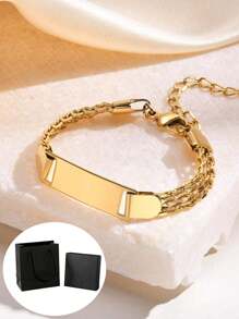 Personalized Bracelet For Girl Boy, Stainless Steel Engraved Name Date For Son Daughter From Mom Baptism Gift, Non-Allergenic And Non-Fading Jewelry Birth Giftback To School Winter Gift Ideas Boy Girl Valentine's Day - A - View 7