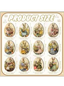 12 paquetes Adornos vintage tipo huevos de conejo, huevos de conejo de madera calada, decoraciones de fiesta de primavera, adornos de árbol festivos, accesorios de jardín de temporada, atrapasueños para decoración del hogar, sin necesidad de electricidad