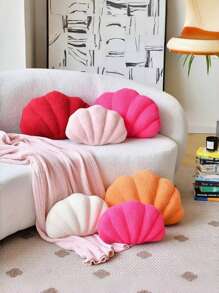 贝壳形装饰抱枕，软壳设计毛绒靠垫，可爱蓬松枕头，适用于床、沙发、客厅、婚礼家居装饰