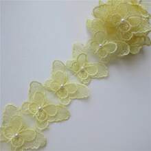 10 piezas de ribete de encaje con bordes de mariposa y adornos de strass, ancho de 6.5cm, tela de ribeteado vintage para costura, manualidades, decoración de vestidos de novia y ropa
