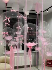 Set de 92 globos de látex blancos y rosas con lazo rosa, para celebridades de internet, fotografía al aire libre, decoración con lazos, Día de San Valentín, fiesta de cumpleaños familiar, boda
