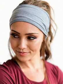 1pc Solid Color Sports Yoga Headband, Sweat-Absorbent Elastic Hair Band For Men And Women, Running, Fitness, Headscarf For Women Women Bandana Winter Hair Accessories - Light Grey - View 3