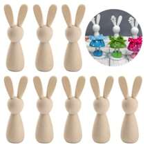 5 件未完成木制钉兔娃娃可用于 DIY 绘画木制娃娃身体模型钉人可用于派对艺术工艺品家居装饰