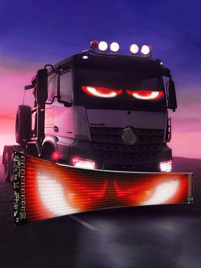 1/2片装柔性LED汽车挡风玻璃显示屏，带动画恶魔眼闪烁效果，可通过APP编程的柔性LED屏幕