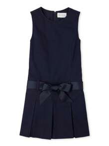 The Children's PLACE Girls Uniform Belted Jumper School Cotton Twill Round Neck Above The Knee Length