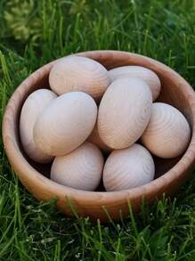 10 颗未完成的木制复活节彩蛋，33*21 毫米未上漆木制彩蛋，可绘画和涂鸦，适合 DIY 复活节工艺项目和节日装饰 - 彩色 - 查看 4