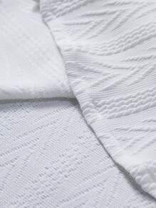 2pcs/Set Men's Solid Color Single-Breasted Short Sleeve Shirt And Shorts Set - White - View 7