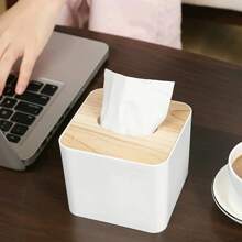 Mini Square Wooden Lid Tissue Box Holder - Decorative Angled Tissue Box For Bathroom, Living Room, Bedroom Countertops, Versatile Home Decor, Easter