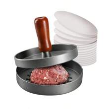 1 台汉堡肉饼压制机和 100 张汉堡肉饼纸、不粘肉压制套装和肉饼分离纸、厨房工具、厨房配件，适用于庆祝活动、派对、家庭聚会、自制汉堡 - 彩色 - 查看 2