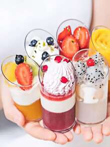 50pcs 3 Oz Slant Cup (Please Check Size Before Purchase), Suitable For Mousse, Pudding, Dessert, Ice Cream Cake, Etc. Reusable, Suitable For Dessert Decorations, Birthday Parties, Wedding Parties And Party Events