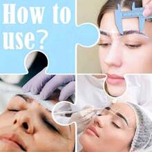 Juego de bolígrafos marcadores de cejas blancos, herramienta de posicionamiento de maquillaje permanente con regla, pluma marcadora de piel para tatuaje, pluma con regla para líneas de posicionamiento de maquillaje permanente - Multicolor - Ver 2