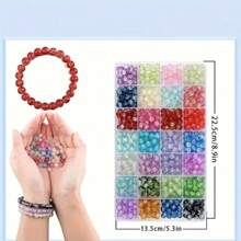420pcs 8mm Snowflake Crack Glass Beads Jewelry Making Kit For DIY Earrings, Friendship Bracelet, Necklace Jewelry Making, Daily Use Gift Beading Set (Random Colors) - Snowflake Crack - View 5