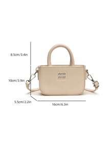 1 pieza Bolso de hombro cruzado para chicas, sólido de color y de PU con diseño de letra, de estilo simple y de moda - A - Ver 3