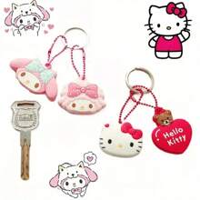 Sanrio Silicone Keychain Set For Lover, Friend, Cute Cartoon Charms, Good For Bags & Keys, Perfect Birthday, Valentine's Day Gifts, Party Favors