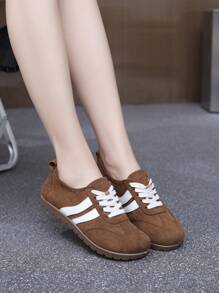 Women's Thick Sole Vintage Style Casual Fashion Sneakers, Fashion In 2025, Suitable For Spring Season - Coffee Brown - View 4