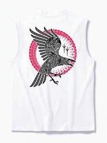 男士动物印花休闲背心，适合外出和街头穿着 - 彩色 - 查看 5