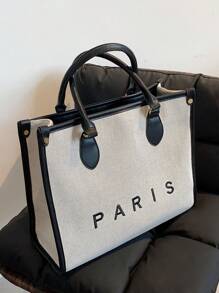 Large Capacity Women's Daily Commuter Casual Tote Shoulder Bag - Black - View 2