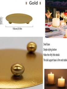 حامل شمعة دائري ذهبي اللون القطعة الواحدة، مناسب للاحتفالات والأعياد كعيد الفصح وعيد الحب وأعراس الزفاف وعيد الميلاد والتخرج، ديكور أعياد، حامل شمعة للشموع الإضاءة الخافتة والشمع الطبيعي، للاستخدام في الحمام والحفلات والمنزل - متعدد الألوان - مشاهدة 5