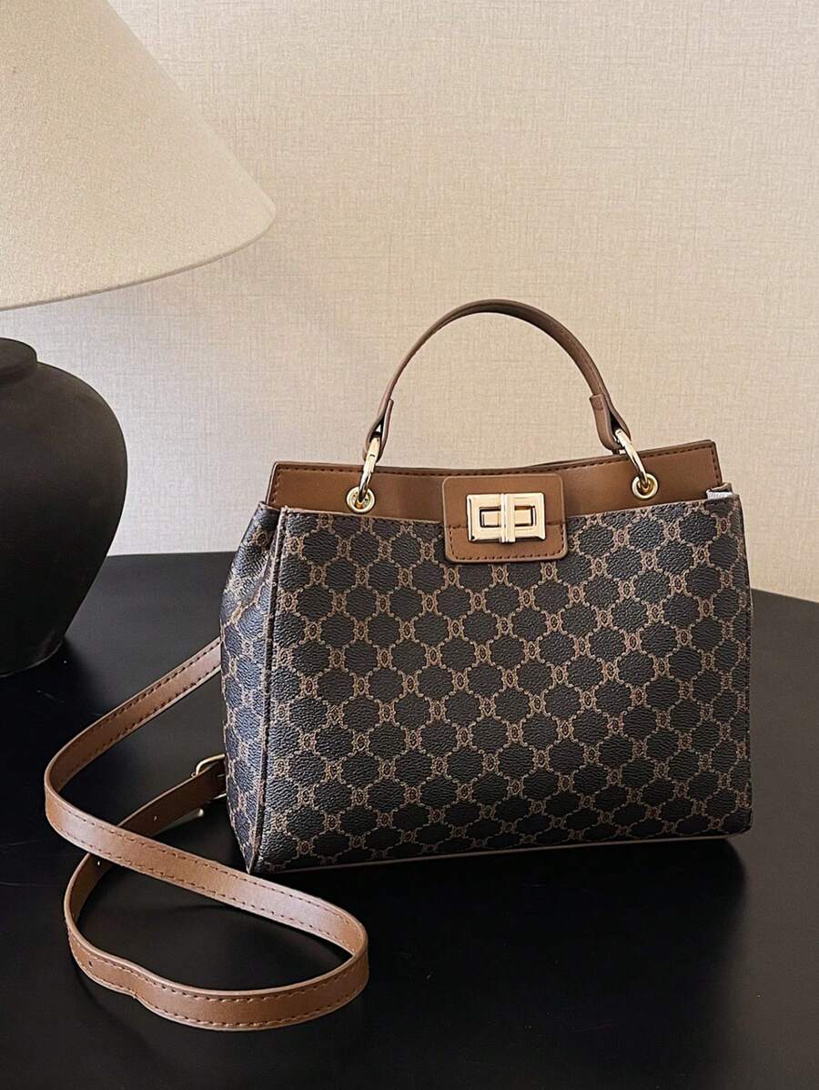 Bolso cuadrado de hombro y bandolera minimalista de unicolor de moda