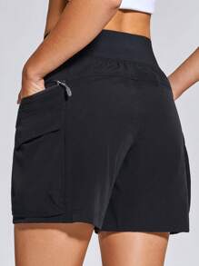 Women's Quick-Dry UPF 50+ Hiking Cargo Shorts - Lightweight Athletic 6'' Shorts With Big Zipper Pockets & Adjustable Drawstring Waist, Regular Fit For Outdoor, Golf, Spring/Summer/Fall, Hiking Shorts - 黑色 - 查看 2