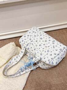 1 bolso de lona con flores para mujer, de gran capacidad y versátil, adecuado para el hombro, cruzado o de mano, ideal para uso diario