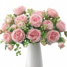 1 Stück/3 Stücke künstliche Blumen Seidenrosen Braut Blumenstrauß, Gefälschte Rosen Hortensien für Herbstdekorationen, Hochzeit Vase für Zuhause, Esszimmer, Schlafzimmer, Festivals, Geburtstagsfeiern, Outdoor Garten Dekoration