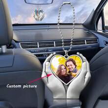 1pc Single-Sided Customized Picture Metal Car Decor & Bag Pendant, Perfect Valentine's Day Gift For Couples